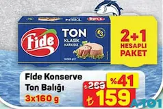 FİDE KONSERVE TON BALIĞI 3X160 G FİDE KONSERVE TON BALIĞI 3X160 G